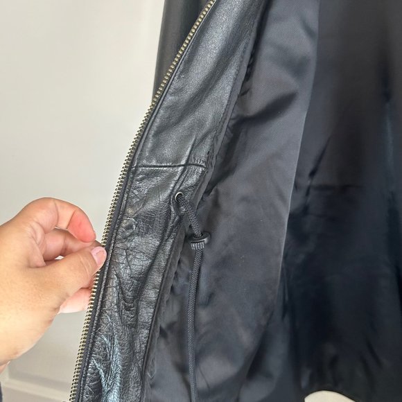 Vintage 90's Oversized Wilsons Leather Black Heavyweight Utility Jacket - Picture 12 of 14